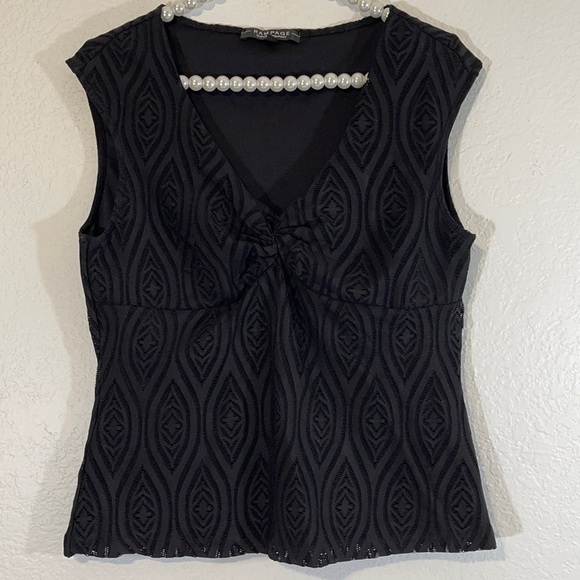 Rampage Tops - RAMPAGE Sexy V-Neck Sleeveless Black Blouse Large